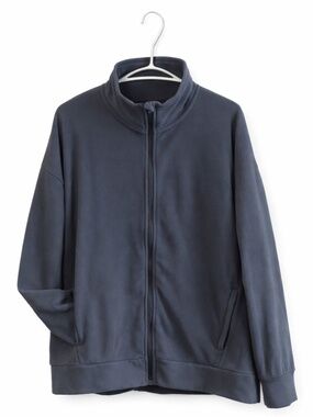 Mondetta Charcoal Blue Fleece Zip Up Jacket Dolman Sleeve – Size Large EUC